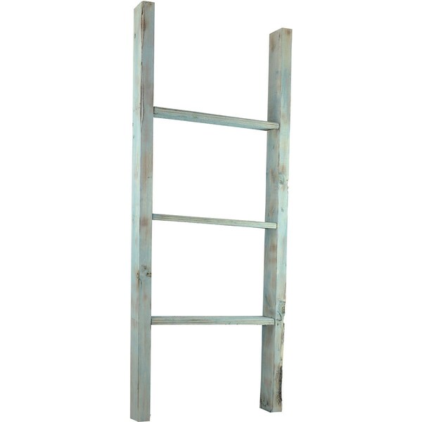 Ekena Millwork 19"W x 48"H x 3 1/2"D Vintage Farmhouse 3 Rung Ladder, Barnwood Decor Collection, Driftwood Blue DECR019X048X04LDRBU - main